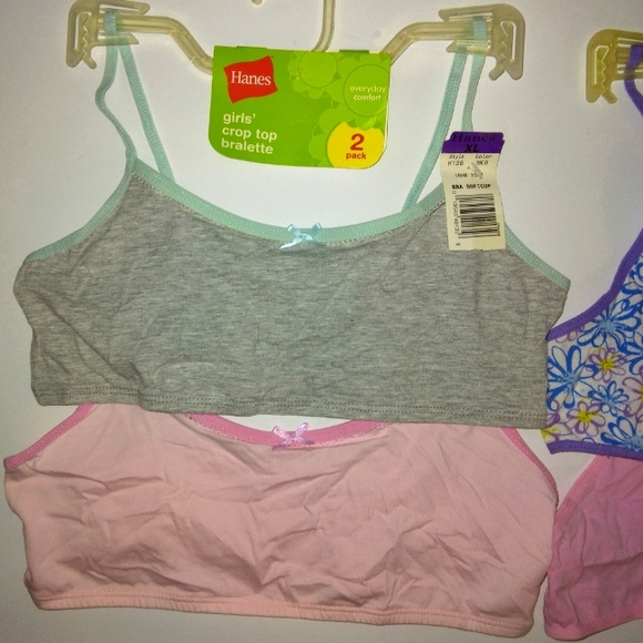 ☆NWT☆HANES Girls Bundle Crop top & Shirred front Bralette Sets~Training Bra XL - Picture 6 of 16
